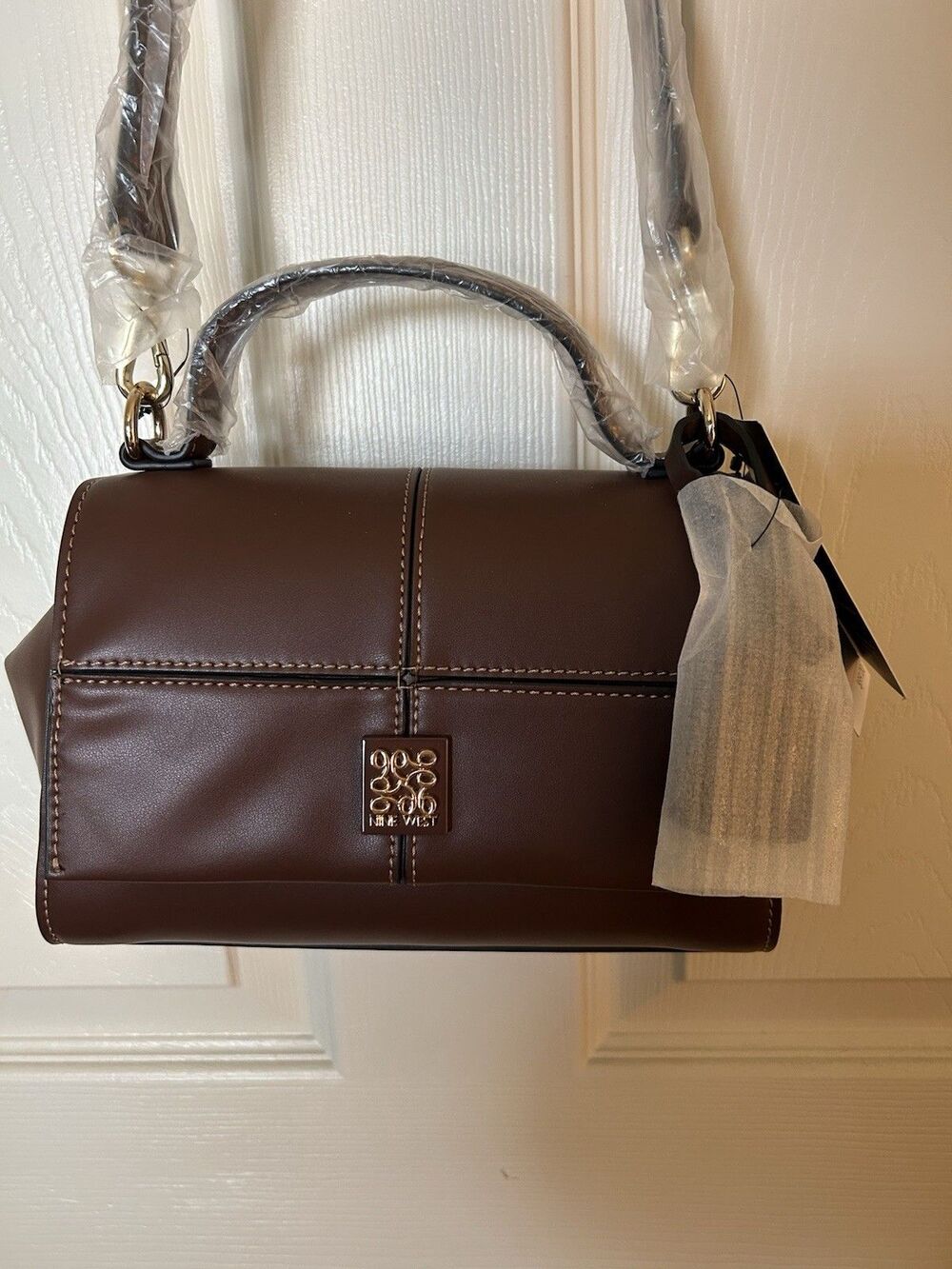 Nine West Paxtin Mahogany Crossbody Satchel Bag $99 Retail NWT